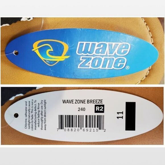 New Wave Zone Womens Flip Flops Slip On Black With White Floral Tan Size 11 - Picture 15 of 16